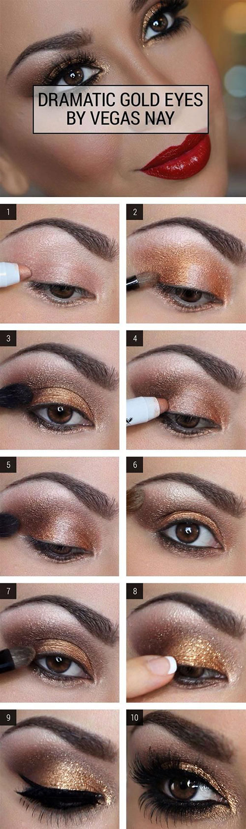 Gold smokey eye makeup tutorial